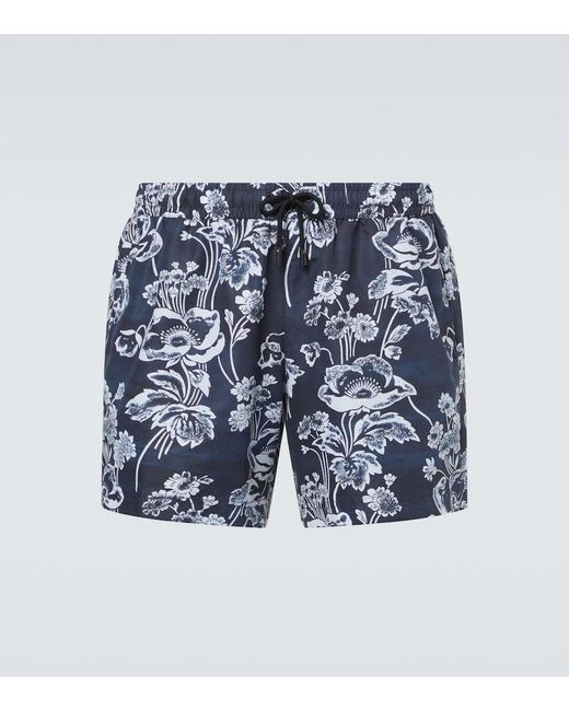 Commas Blue Printed Swim Trunks for men
