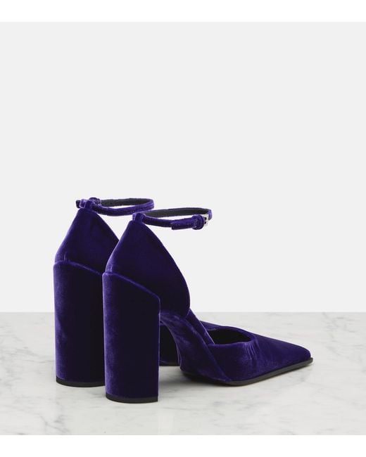 Alaïa Blue Square 90 Velvet Pumps