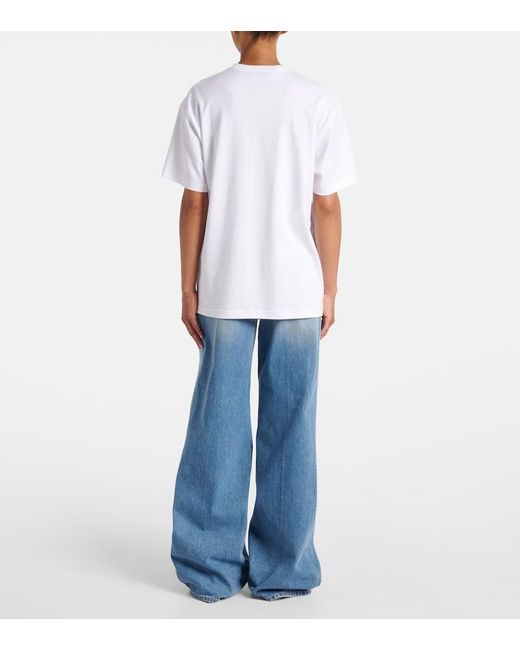 Gucci White Oversized-T-Shirt Aus Baumwoll-Jersey Mit Print