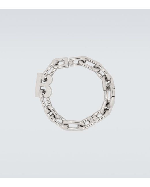 Balenciaga Metallic B Chain Thin Bracelet for men