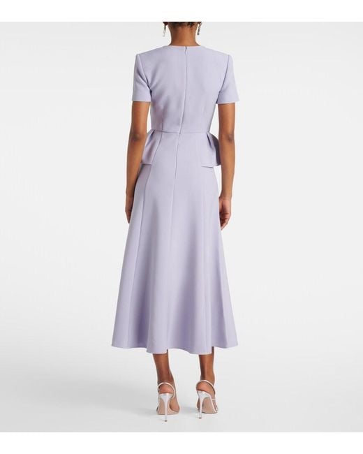 Roland Mouret Purple Peplum Crepe Midi Dress