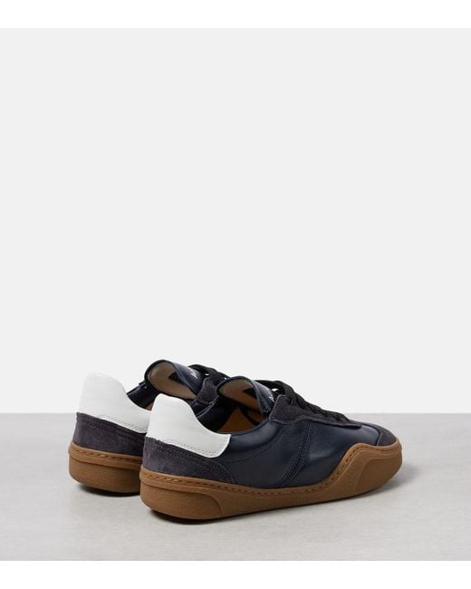 Acne Blue Sneakers Aus Leder Und Veloursleder