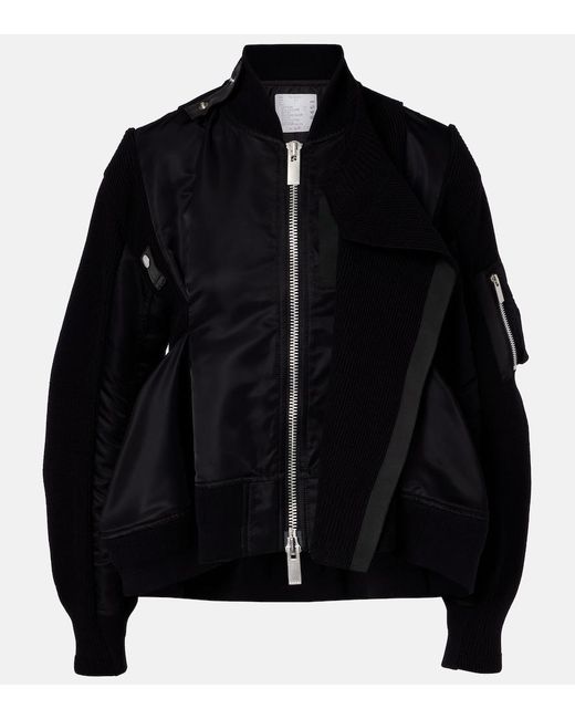 Sacai Black Paneled Blouson Jacket