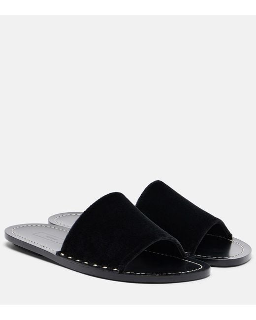 Totême Black Studded Velvet Slides