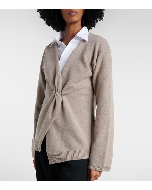 Rohe Brown Wool And Cashmere Wrap Cardigan