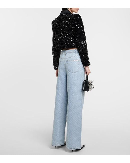 Self-Portrait Black Sequined Cropped Jacket