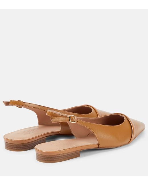 Malone Souliers Brown Jama Leather Slingback Ballet Flats