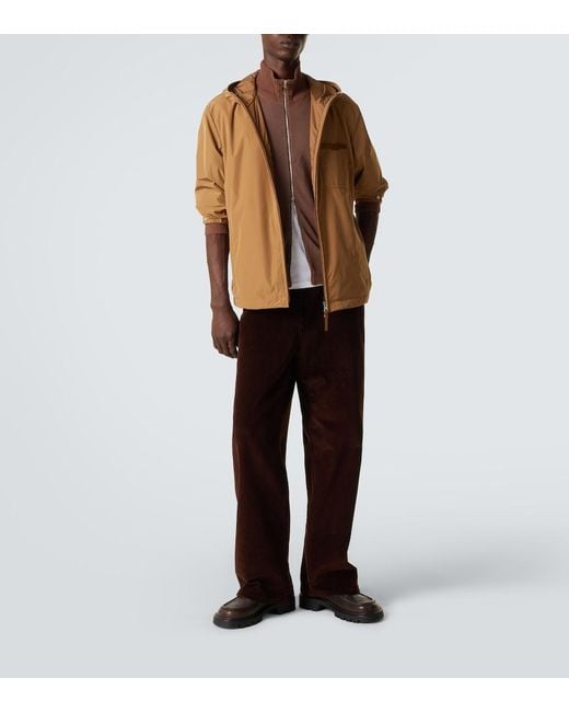Moncler Brown Leather-Trimmed Jacket for men