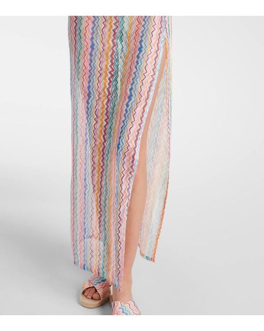 Missoni White One-Shoulder-Maxikleid Aus Haekelstrick