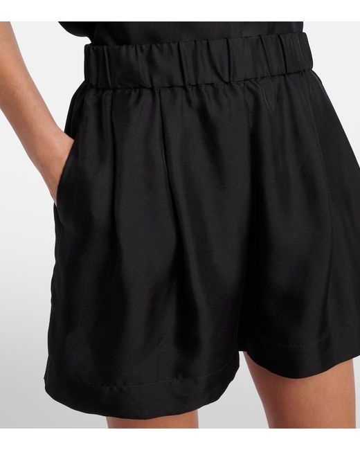 Asceno Black Zurich Silk Twill Shorts