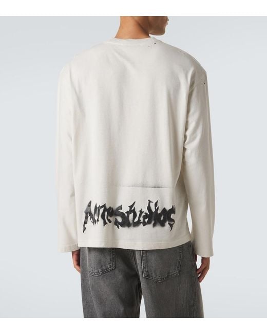 Acne Gray Logo Cotton-Blend Jersey T-Shirt for men