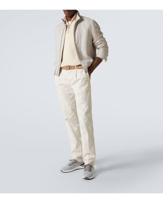 Zapatillas De Punto Con Piel Brunello Cucinelli de hombre de color Metallic