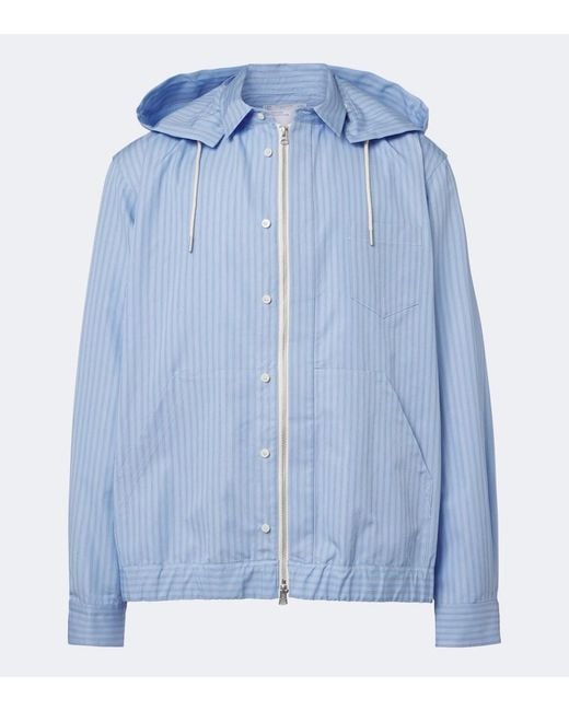 Sacai Blue Striped Cotton-Blend Jacket for men