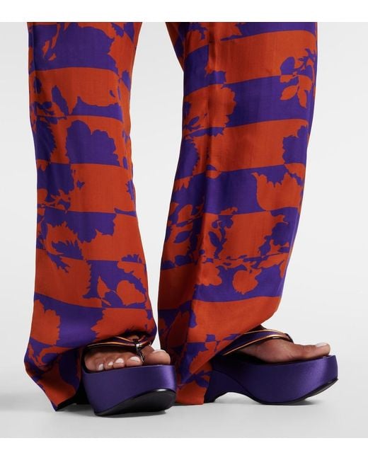 Dries Van Noten Blue Satin Thong Sandals