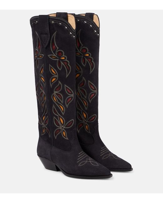 Isabel Marant Black Denvee Suede Knee-high Boots