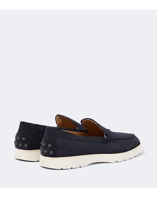 Tod's Blue Suede Leather Loafers for men