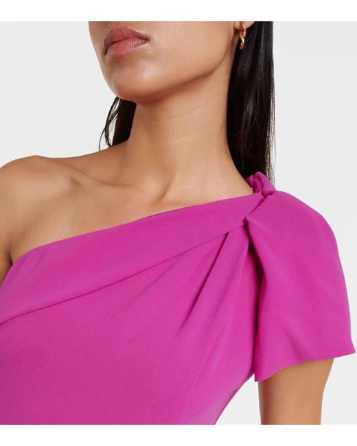 Roland Mouret Purple Bow-Detail One-Shoulder Cady Gown