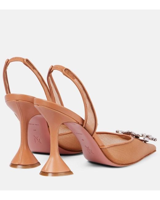 AMINA MUADDI Brown Begum 95 Mesh Slingback Pumps