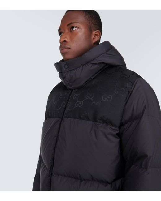 Gucci Black Ripstop Nylon Down Jacket W/ Gg Details for men