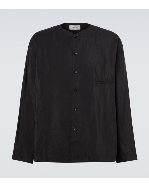 Lemaire Black Silk-Blend Shirt for men