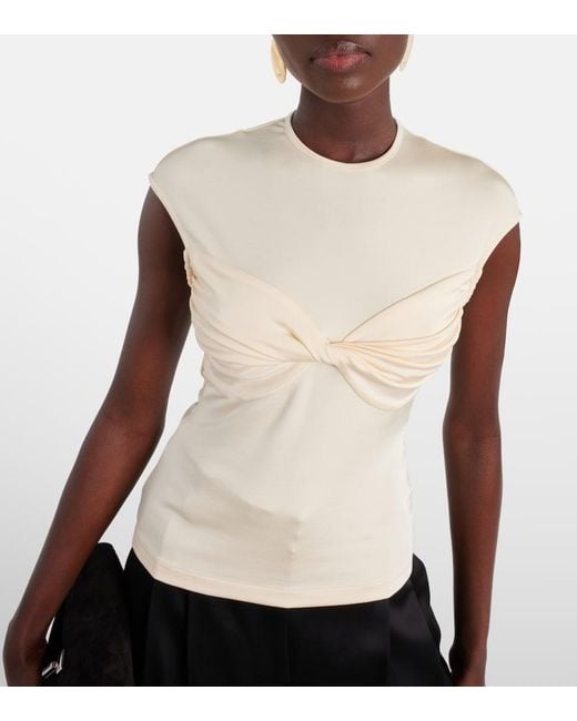 TOVE Natural Paola Gathered Jersey Top