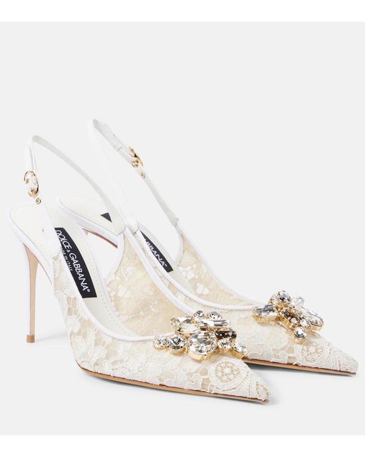 Dolce & Gabbana Natural Lace Slingback Pumps