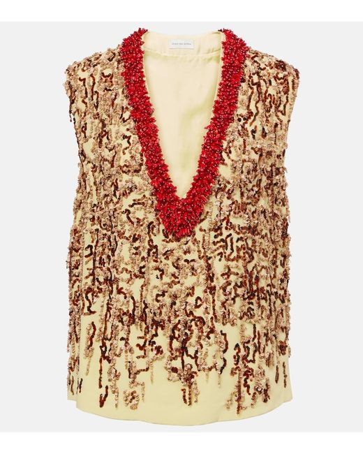 Dries Van Noten Green Embellished Top