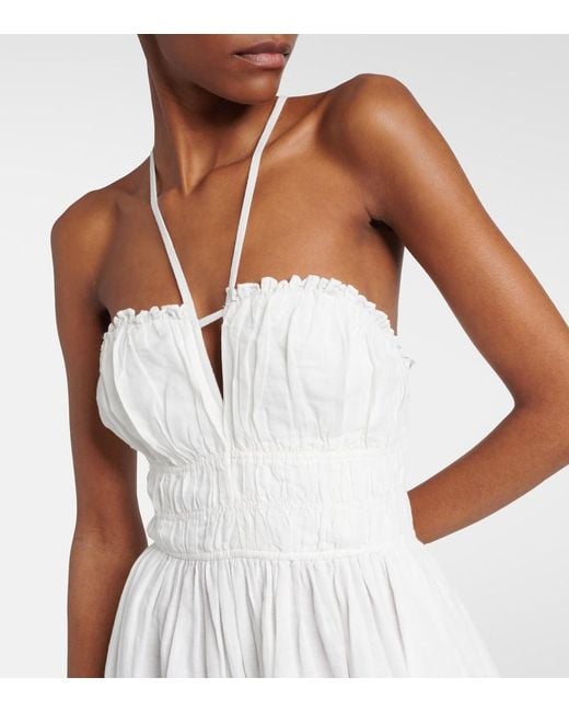 Ulla Johnson White Beatrice Linen And Cotton Midi Dress
