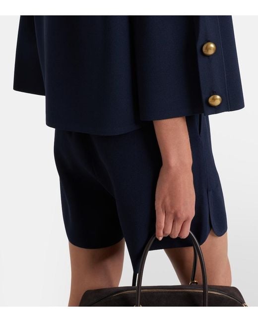 Max Mara Blue Embellished Crepe Top