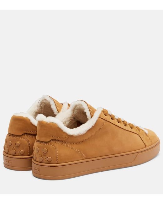 Tod's Brown Classic Shearling-Lined Suede Sneakers