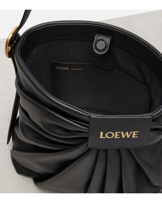 Loewe Black Draped Leather Tote Bag