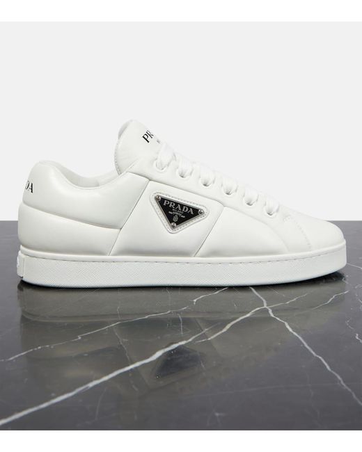 Prada White Triangle-Logo Padded Sneakers