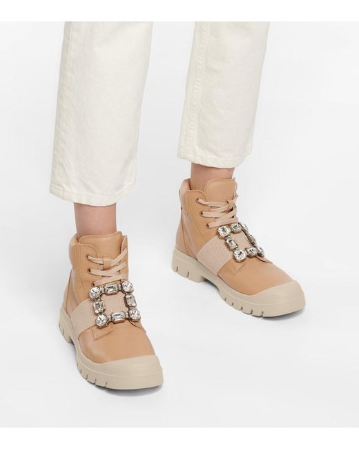 Roger Vivier Brown Viv Desert Leather Ankle Boots