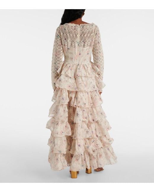 Zimmermann Natural Halliday Floral-Print Gown