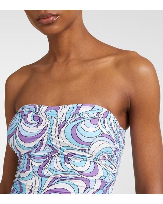 Melissa Odabash Blue Sydney Strapless Shoulder Swimsuit