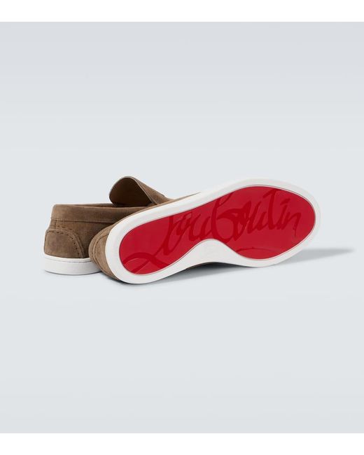 Christian Louboutin Slip-Ons Varsiboat Aus Veloursleder in Brown für Herren