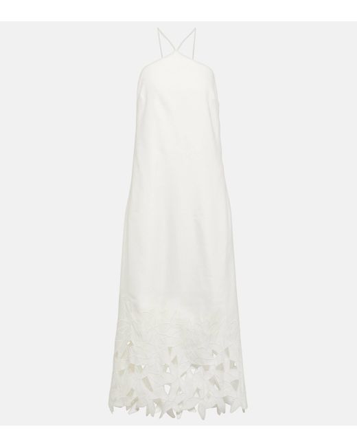 Jonathan Simkhai White Simone Linen-blend Midi Dress