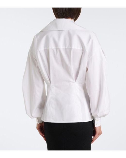 Carolina Herrera White Cotton-Blend Poplin Shirt