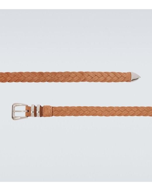 Brunello Cucinelli Brown Braided Suede Belt for men
