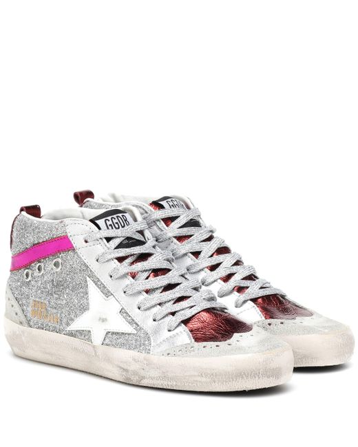 Golden Goose Deluxe Brand Multicolor Silver And Pink Glitter Mid Star Sneakers