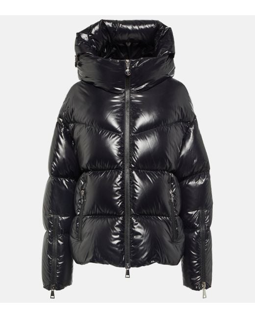 Moncler Black Huppe Appliquéd Quilted Padded Hooded Shell Down Jacket