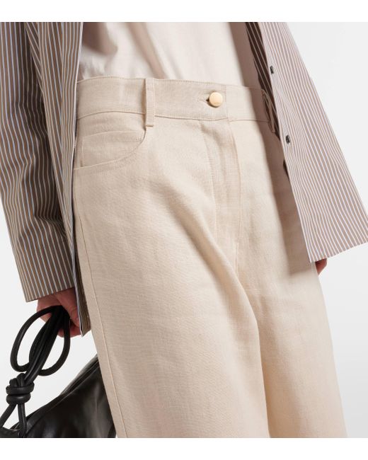 Pantalon ample Lapo en lin Max Mara en coloris Natural
