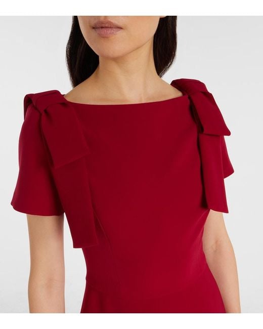 Carolina Herrera Red Bow-Detail Crepe Midi Dress