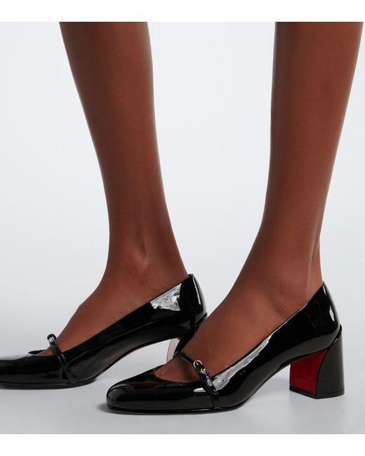 Christian Louboutin Black Jane Nina Patent Leather Mary Jane Pumps