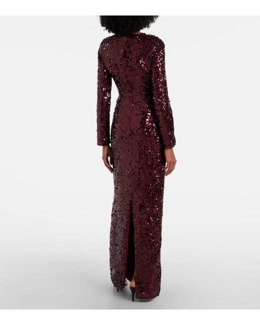 Erdem Purple Draped Sequined Gown