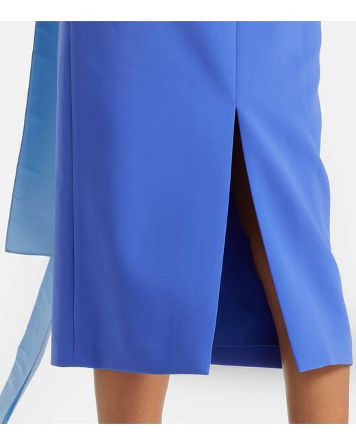 Carolina Herrera Blue Crepe Cocktail Dress