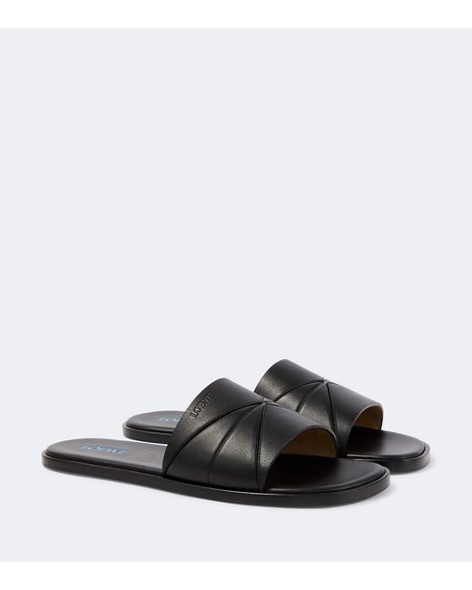 Loewe Black Origami Leather Slides for men