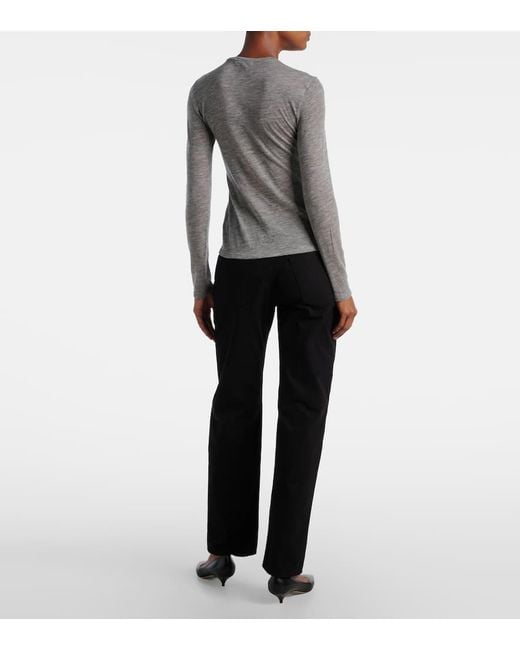 The Row Gray Iverness Knitted Cashmere Top