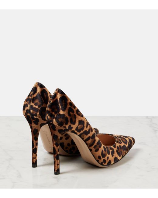 Gianvito Rossi Brown Gianvito 105 Leopard-print Velvet Pumps