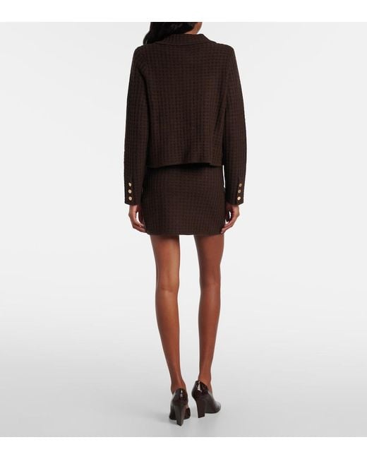 Jardin Des Orangers Brown Waffle-Knit Wool And Cashmere Miniskirt
